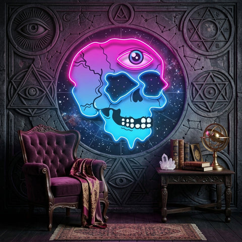 Psychedelic Trippy Skull LED Neon Sign Light Pop Art