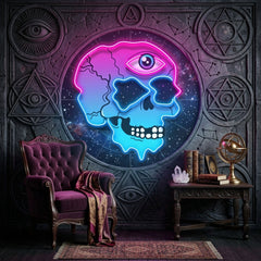 Psychedelic Trippy Skull LED Neon Sign Light Pop Art