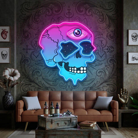 Psychedelic Trippy Skull LED Neon Sign Light Pop Art