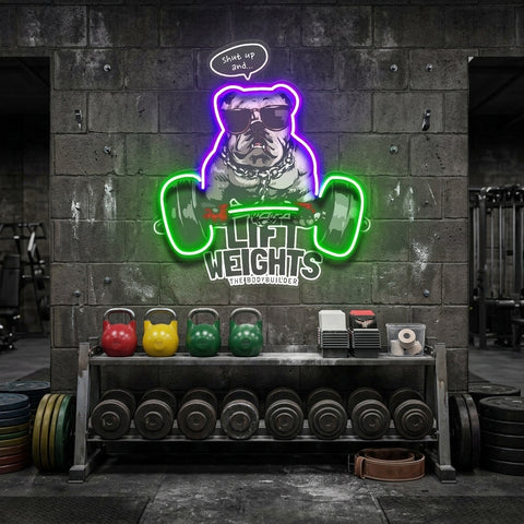 Pug Lift Weights LED Neon Sign Light Pop Art
