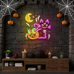 Pumpkin Cat Halloween Artwork Led Neon Sign Light