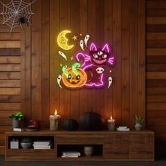 Pumpkin Cat Halloween Artwork Led Neon Sign Light