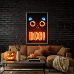 Pumpkin Halloween Cat Artwork Led Neon Sign Light