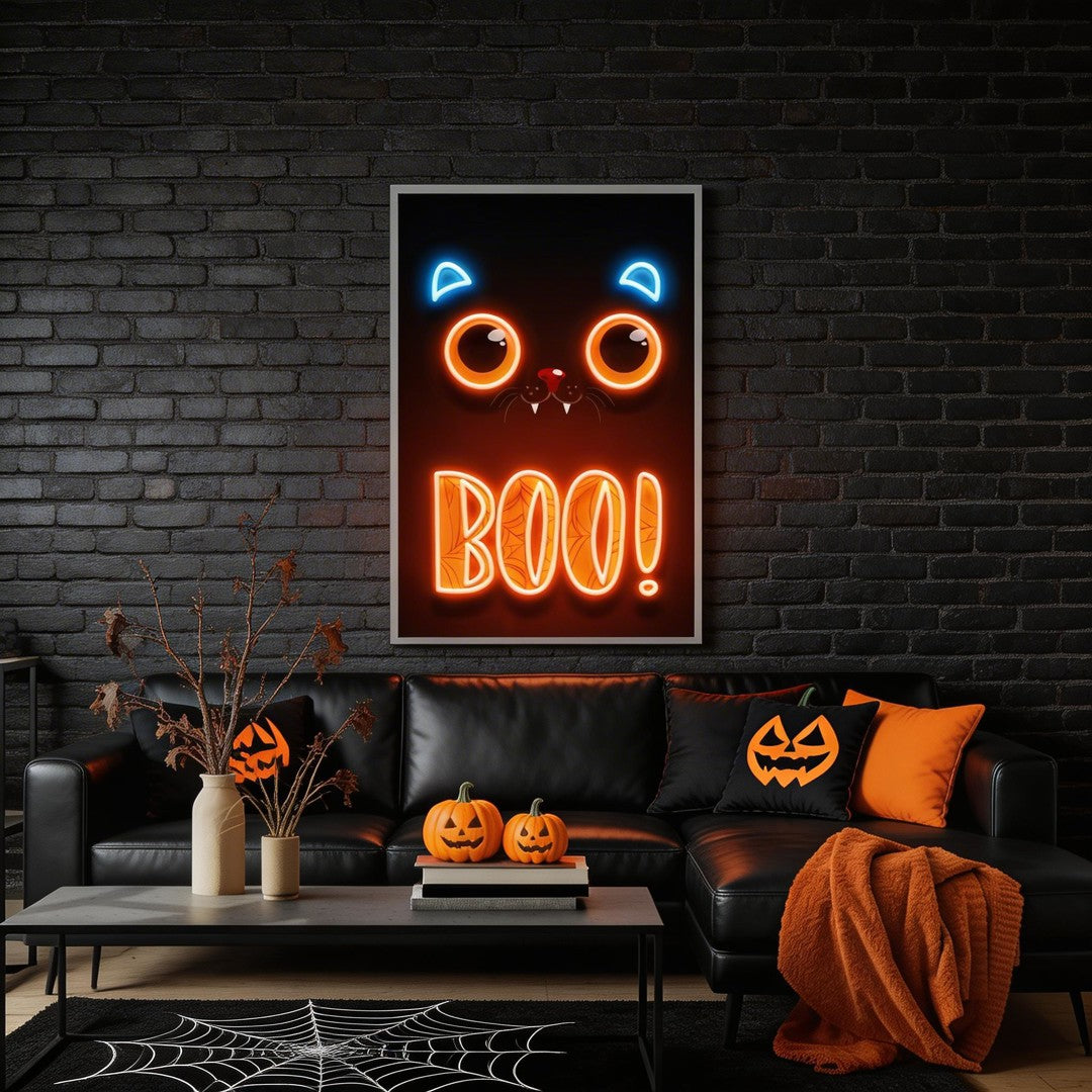 Pumpkin Halloween Cat Artwork Led Neon Sign Light