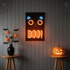 Pumpkin Halloween Cat Artwork Led Neon Sign Light
