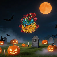 Pumpkin Ramen Monster With Halloween Artwork Led Neon Sign Light