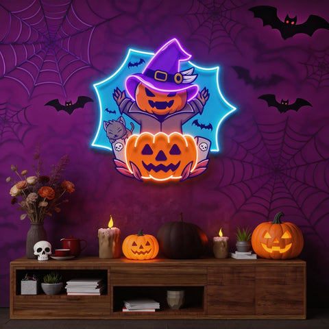 Pumpkin Witch Artwork Led Neon Sign Light