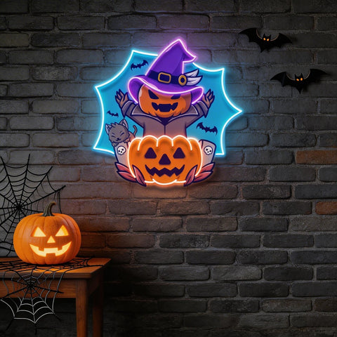 Pumpkin Witch Artwork Led Neon Sign Light