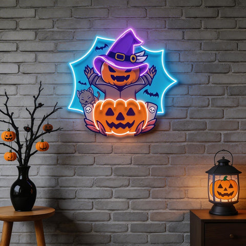 Pumpkin Witch Artwork Led Neon Sign Light