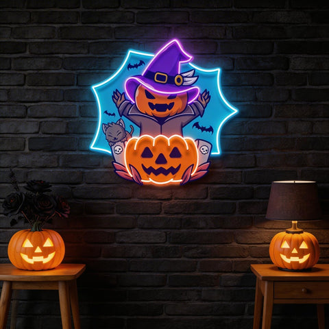 Pumpkin Witch Artwork Led Neon Sign Light