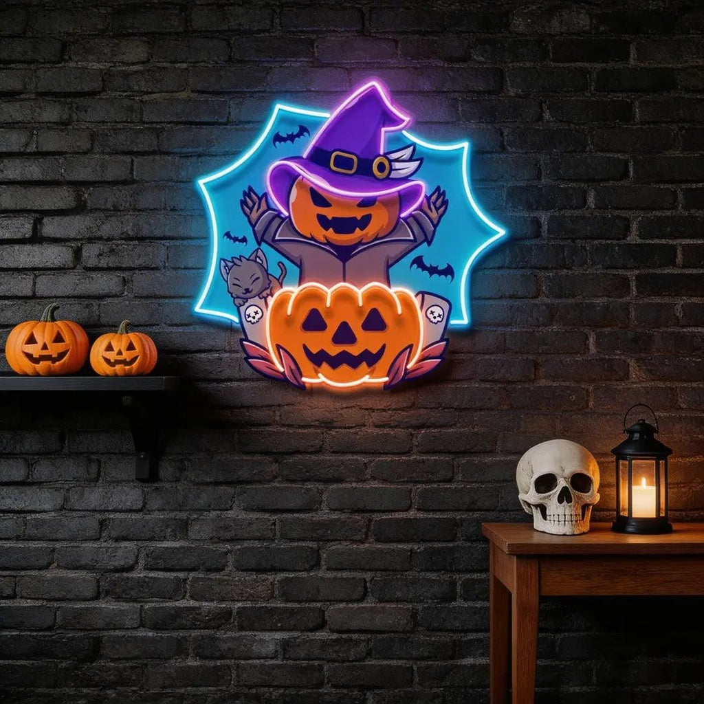 Pumpkin Witch Artwork Led Neon Sign Light