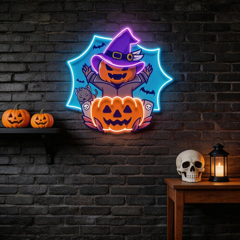Pumpkin Witch Artwork Led Neon Sign Light