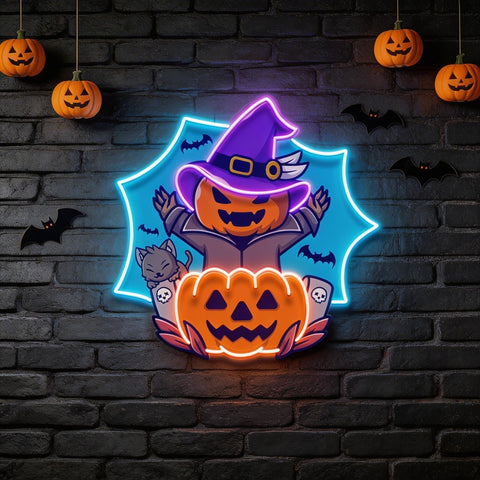 Pumpkin Witch Artwork Led Neon Sign Light
