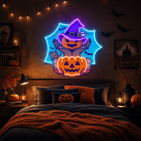 Pumpkin Witch Artwork Led Neon Sign Light