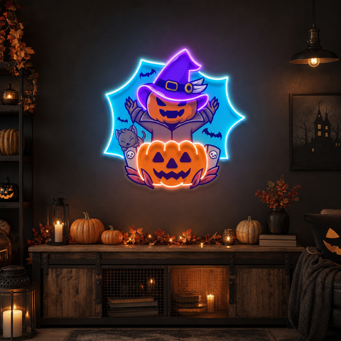 Pumpkin Witch Artwork Led Neon Sign Light