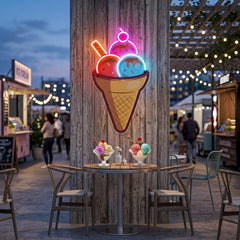 Rainbow IceCream Cones Artwork Led Neon Sign Light