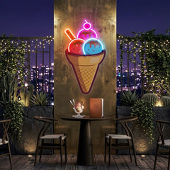Rainbow IceCream Cones Artwork Led Neon Sign Light