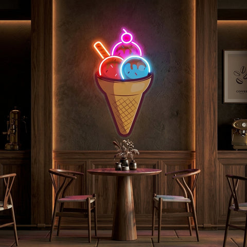 Rainbow IceCream Cones Artwork Led Neon Sign Light