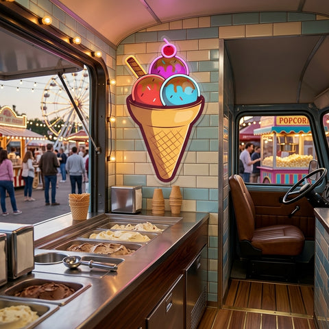 Rainbow IceCream Cones Artwork Led Neon Sign Light