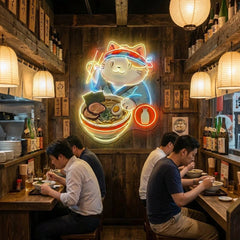 Ramen Cat Neon Sign – Cute Japanese Food LED Neon Wall Art