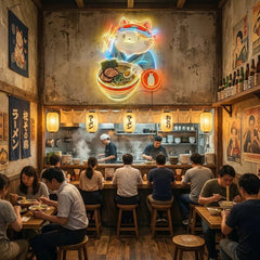 Ramen Cat Neon Sign – Cute Japanese Food LED Neon Wall Art