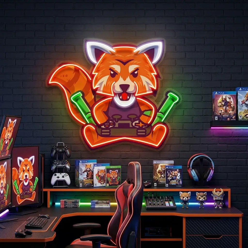 Red Fox Esport LED Neon Sign Light Pop Art