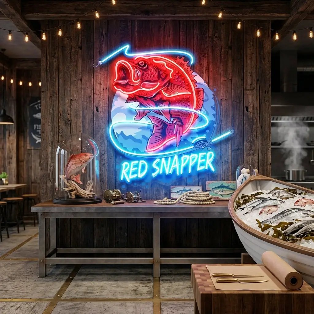 Red Snapper LED Neon Sign Light Pop Art