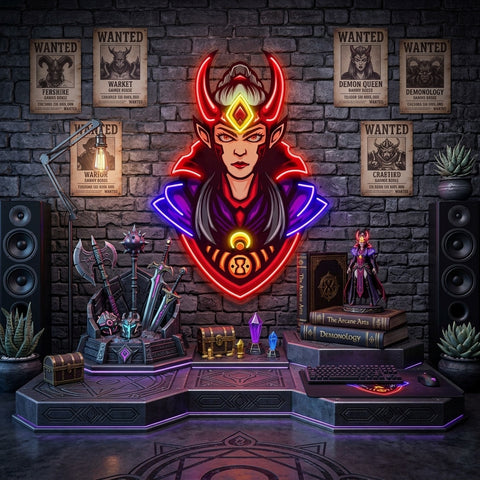 Red Horned Lady Assassins LED Neon Sign Light Pop Art