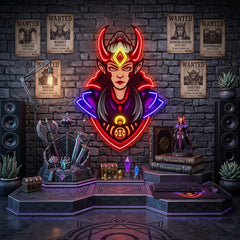 Red Horned Lady Assassins LED Neon Sign Light Pop Art