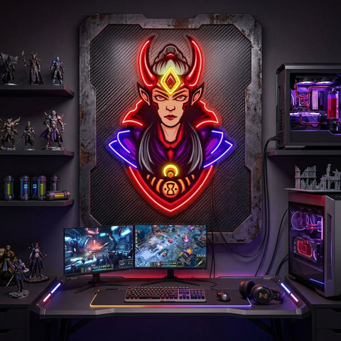 Red Horned Lady Assassins LED Neon Sign Light Pop Art