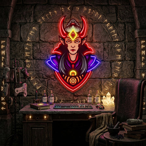 Red Horned Lady Assassins LED Neon Sign Light Pop Art