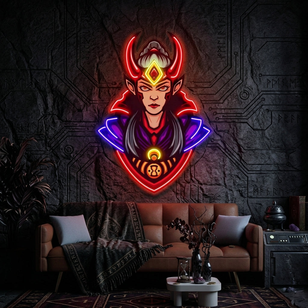 Red Horned Lady Assassins LED Neon Sign Light Pop Art