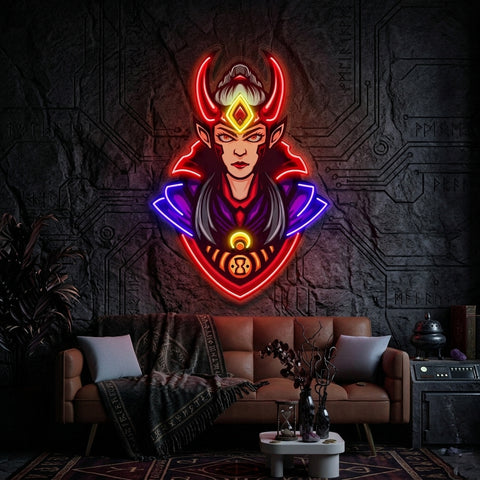 Red Horned Lady Assassins LED Neon Sign Light Pop Art