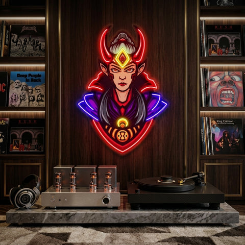 Red Horned Lady Assassins LED Neon Sign Light Pop Art