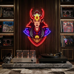 Red Horned Lady Assassins LED Neon Sign Light Pop Art
