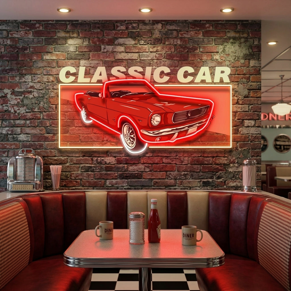 Retro Car LED Neon Sign Light Pop Art
