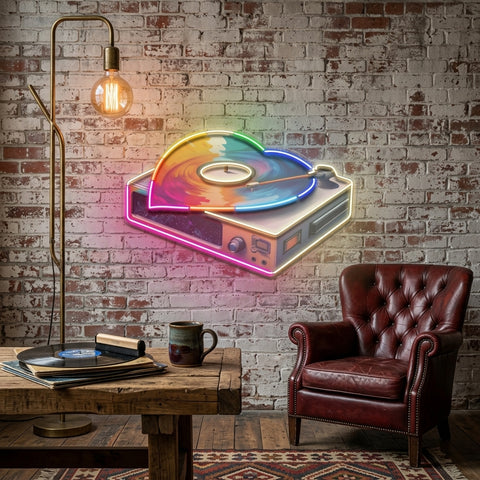 Retro Dics Player In Galaxy Art LED Neon Sign Light Pop Art