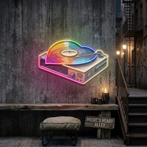 Retro Dics Player In Galaxy Art LED Neon Sign Light Pop Art