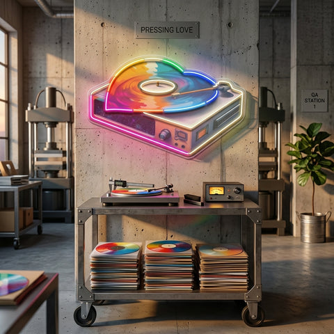 Retro Dics Player In Galaxy Art LED Neon Sign Light Pop Art