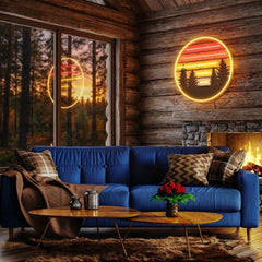 Retro Mountain Sunset Artwork Led Neon Sign Light