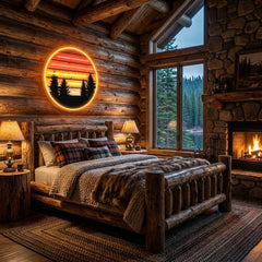 Retro Mountain Sunset Artwork Led Neon Sign Light