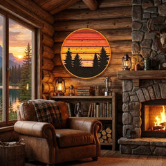 Retro Mountain Sunset Artwork Led Neon Sign Light