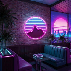 Retro Mountain Sunset Artwork Led Neon Sign Light