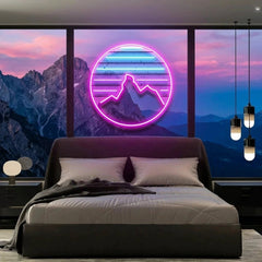 Retro Mountain Sunset Artwork Led Neon Sign Light