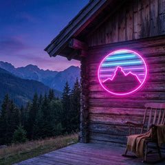 Retro Mountain Sunset Artwork Led Neon Sign Light