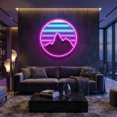 Retro Mountain Sunset Artwork Led Neon Sign Light
