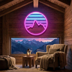 Retro Mountain Sunset Artwork Led Neon Sign Light