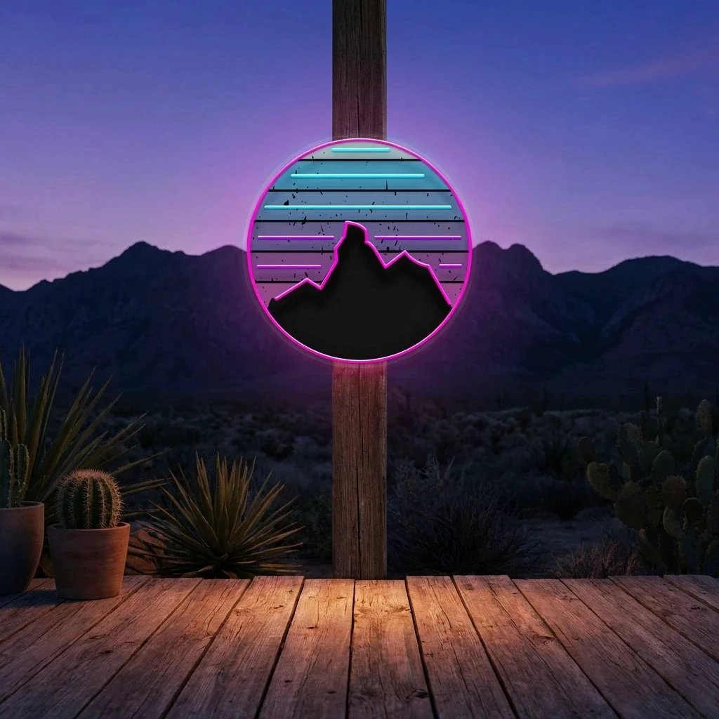 Retro Mountain Sunset Artwork Led Neon Sign Light
