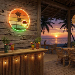 Retro Tropical Sunset Artwork Led Neon Sign Light