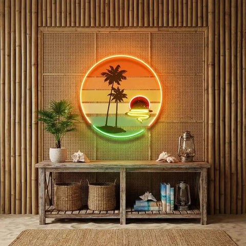 Retro Tropical Sunset Artwork Led Neon Sign Light